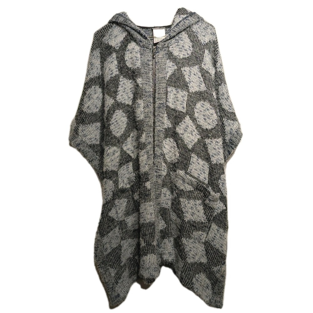 Zoe Michael Philllips Sweater Vest Women L/XL Oversize Hood Zip Pocket Geometric